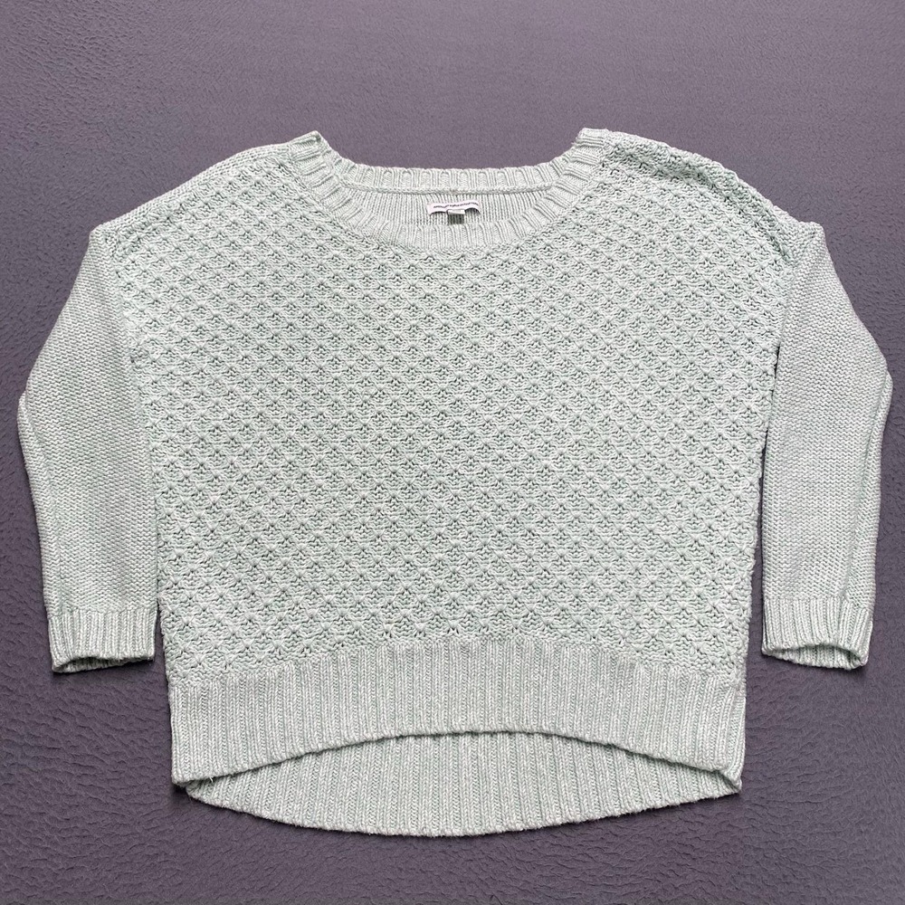 American Eagle Outfitters Sweater Womens Medium Green Textured Knit High Low